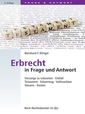 cover image of Erbrecht in Frage und Antwort